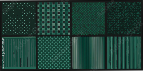 Foto A grid of nine green textured backgrounds with varying patterns