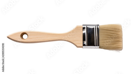Tableau sur toile Wooden handled paintbrush with silver ferrule and beige bristles