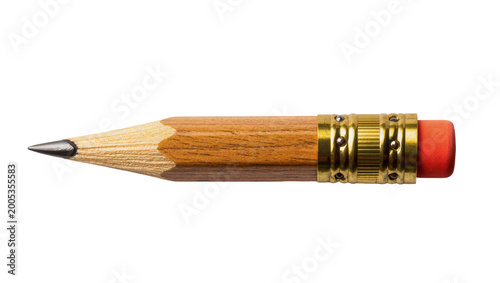 Foto Wooden pencil with metal ferrule and red eraser tip