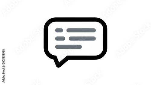 Obraz na plátně Rounded speech bubble icon with gray text lines inside