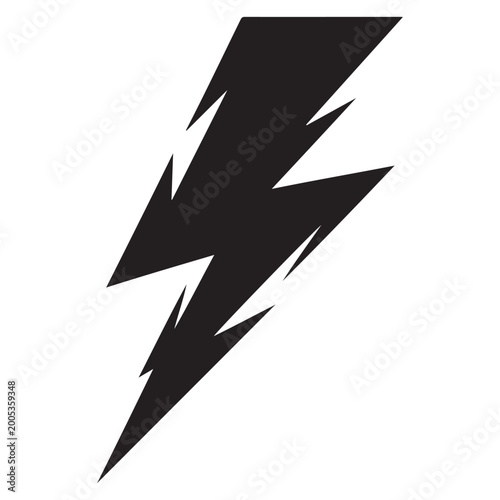 Black lightning bolt shape on a white background a striking electric power symbol silhouette high quality professional detailed modern elegant stylish