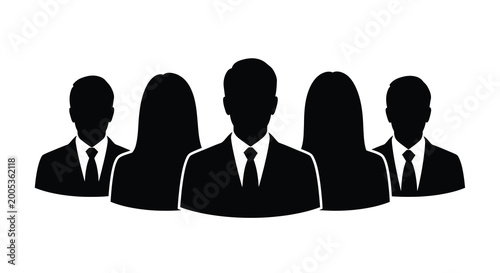 Photos silhouette of five people in business attire against a white background high qua
