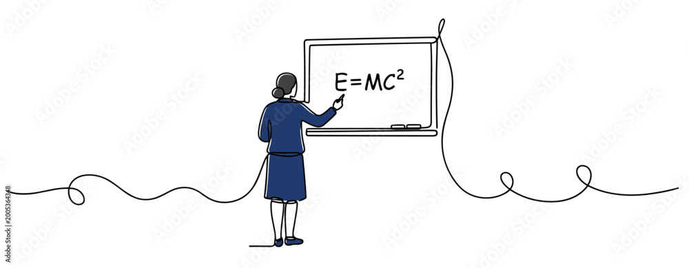 Fototapeta premium Teacher writing equation on whiteboard in classroom setting. no editable strokes