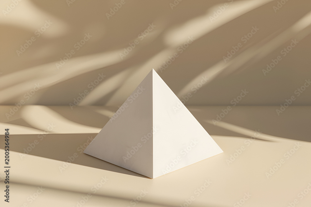 Fototapeta premium Minimal pyramid leaning concept of imbalance and instability