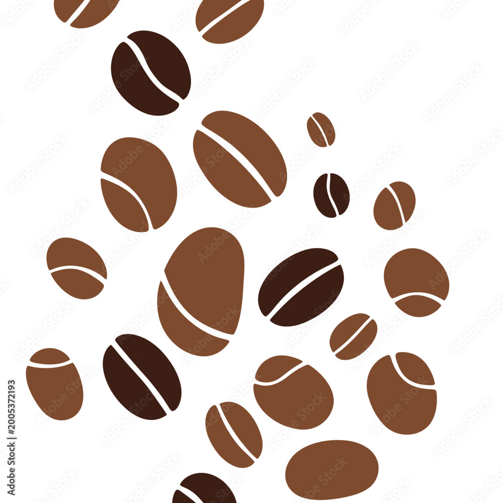 Obraz premium Scattered Coffee Beans - Isolated Brown Arabica Beans on White Background