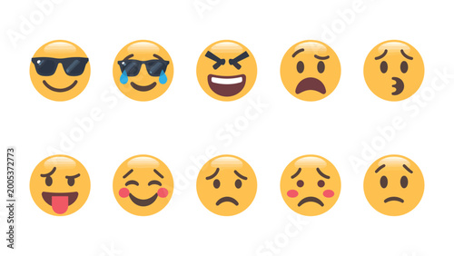 Canvastavla Emojis of Emotion: A spectrum of emotive emoji faces expressing a wide range of human sentiments and feelings