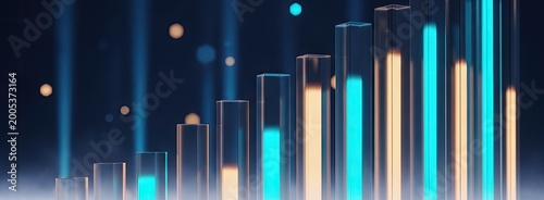 Experience the fusion of data and light in this futuristic visualization of financial growth.