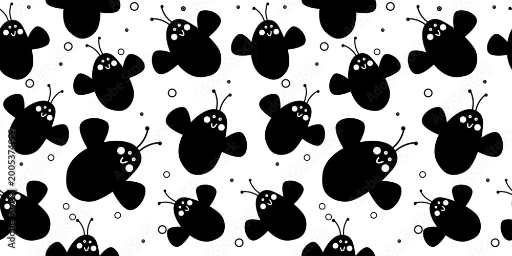 Fototapeta premium Bee silhouette seamless pattern on white background