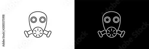 gas mask outline icons in army and milatry category. White and Black style linear gas mask icon
