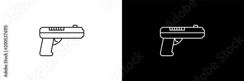 glock outline icons in army and milatry category. White and Black style linear glock icon