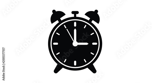 Photos Alarm clock icon black silhouette on a white background time management and wake