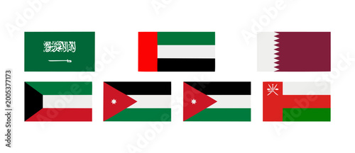 Middle East Country National Flags Set of Saudi Arabia UAE Qatar Kuwait Jordan Oman Icons representing geopolitical cooperation, diplomacy, international relations, patriotism, and global business con Free Download Middle East Country National Flags Set of Saudi Arabia UAE Qatar Kuwait Jordan Oman Icons representing geopolitical cooperation, diplomacy, international relations, patriotism, and global business con - GFXLoad