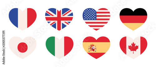World Country Flags Heart Icons Set, Global National Symbols Collection for Travel and Diplomacy Design, International Cultural Identity Graphic Elements Isolated on White Background for Web and Socia Free Download World Country Flags Heart Icons Set, Global National Symbols Collection for Travel and Diplomacy Design, International Cultural Identity Graphic Elements Isolated on White Background for Web and Socia - GFXLoad