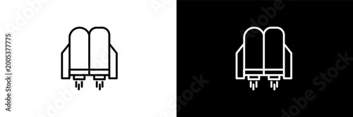 jet pack outline icons in astronomy category. White and Black style linear jet pack icon