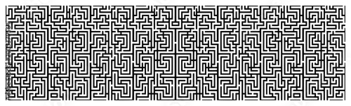Geometric maze pattern with square labyrinth paths and linear ornaments in monochrome style