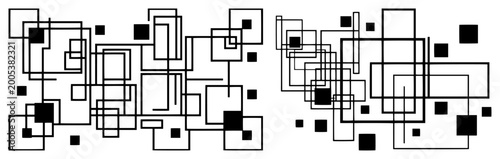 Geometric abstract pattern with overlapping squares and rectangles