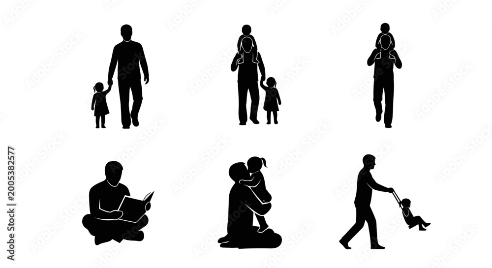 Fototapeta premium Silhouette of people and family.