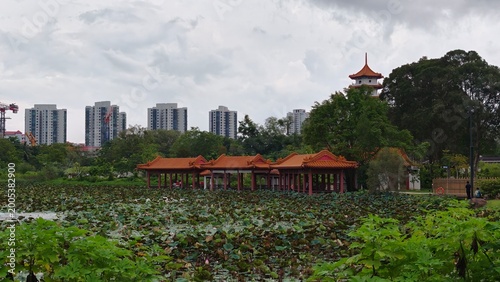 chinese pavilion in the garden