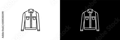 denim jacket outline icons in clothes category. White and Black style linear denim jacket icon