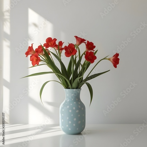 Decorative Flower Vase with Bright Colors and Soft Light