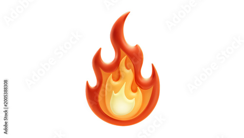Εκτύπωση καμβά Glowing Orange Yellow Stylized Flame Icon with Bright Core