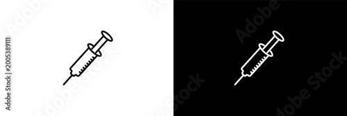 empty syringe outline icons in dentist category. White and Black style linear empty syringe icon