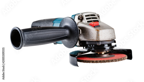 Foto Blue Makita Angle Grinder with Circular Cutting Disc and Dust Port