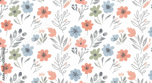 Foto Light airy botanical motif with fresh blooming design