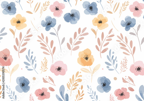 Obraz na plátně Light airy flower design with pastel colors and soft brush strokes