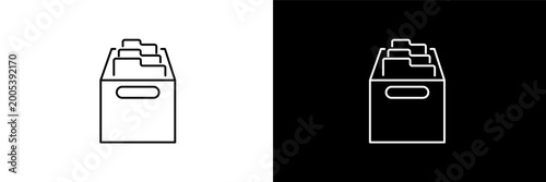 archives outline icons in education category. White and Black style linear archives icon