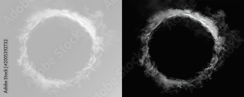 Schilderij op canvas vapor circle border with flowing smoke texture, delicate mist swirl creating mys