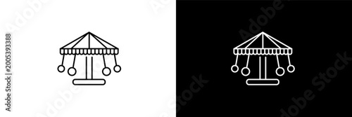 carousel outline icons in entertainment category. White and Black style linear carousel icon