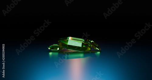 3d render three gemstone on dark background illustration wallpaper
