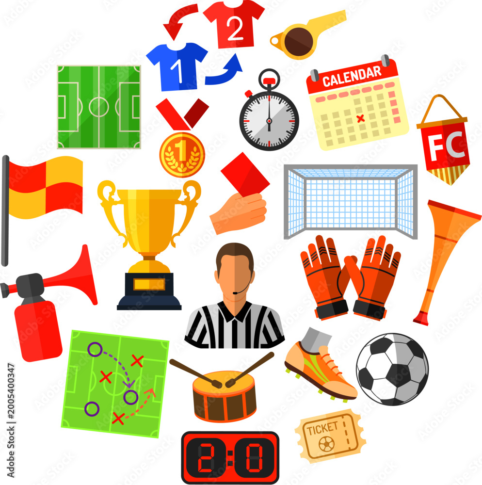 Naklejka premium Soccer Flat Icon Concept