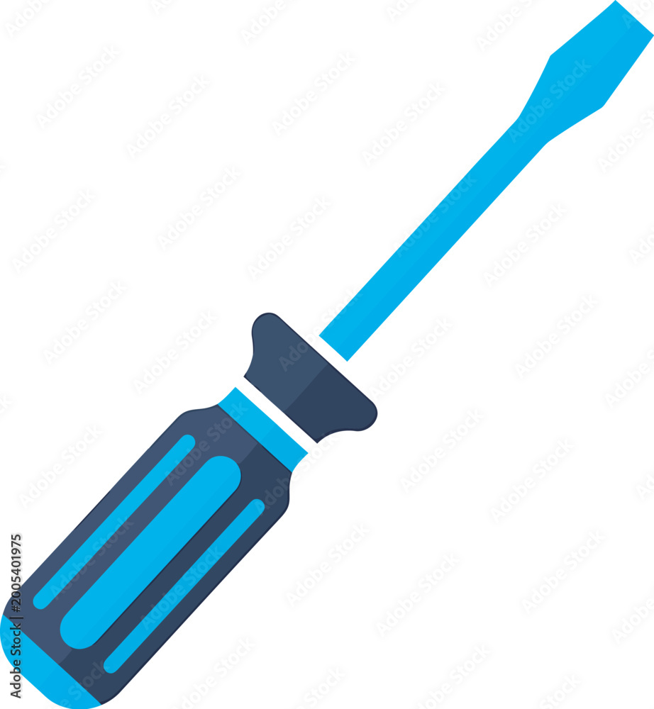 Fototapeta premium Minimalist Screwdriver Hand Tool Icon, Blue and Navy Manual Equipment for Professional Repair and Engineering Services