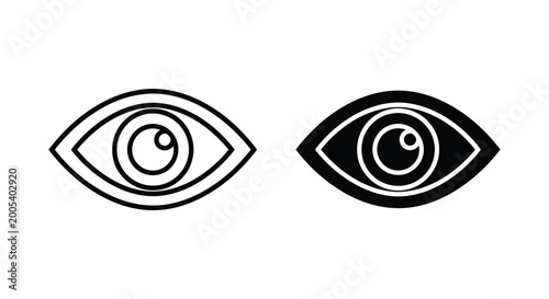 Photos Minimalist eye icon design with outline and solid black versions for interface n