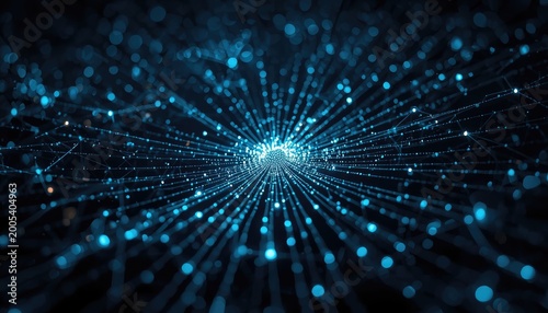 An abstract blue background with bright laser rays and a glowing star burst creates a futuristic technology design backdrop