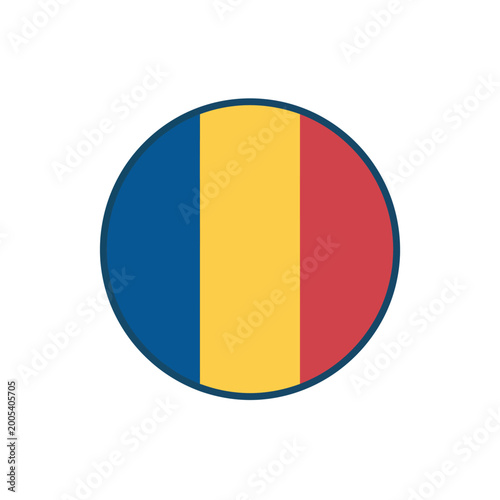 Free Download Romania National Flag Round Graphic with Dark Blue Border Minimalist Patriotic Identity Badge for Business and Travel - GFXLoad