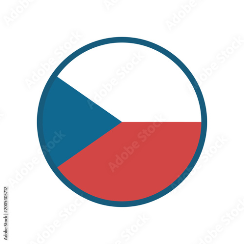 Free Download Czech Republic National Flag Circular Icon with Dark Blue Border and Geometric Triangle Symbol for Travel and Identity - GFXLoad