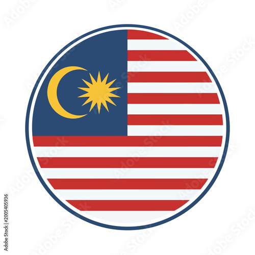 Photography Malaysia National Flag Vector Icon Round Circular Design Jalur Gemilang with Cre