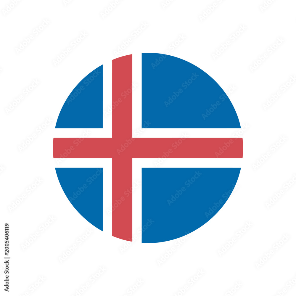 Obraz premium Iceland Flag Circle Icon National Nordic Cross Symbol for Travel Guides and Scandinavian Identity