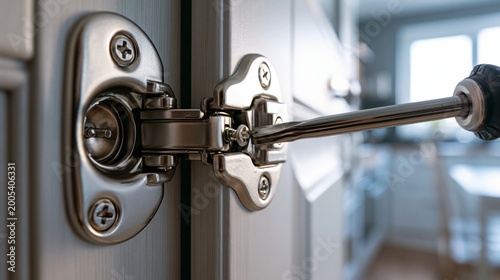 A kitchen cabinet hinge adjustment home repair service.