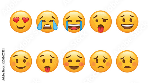 Bild auf Leinwand Emotion Icons: A vibrant assortment of emoji icons, each reflecting a unique state of mind, ready to express a spectrum of feelings