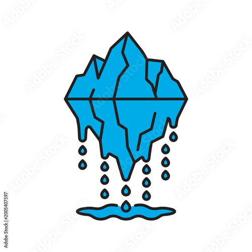 Obraz na płótnie Blue Melting Iceberg Vector Illustration Representing Environmental Crisis Glaci