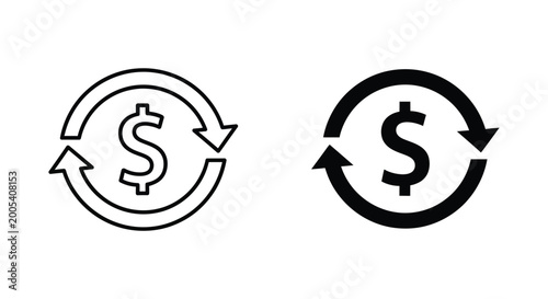 Financial dollar currency exchange vector illustration featuring a circular arrow for money transaction and business finance concepts