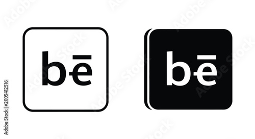 Behance logo icon in square outline and solid versions vector graphic for creative portfolio platform design community networking and artist showcase representation