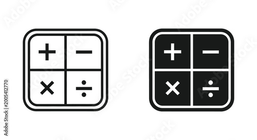 Tableau sur toile Basic calculator operation symbols including addition subtraction multiplication