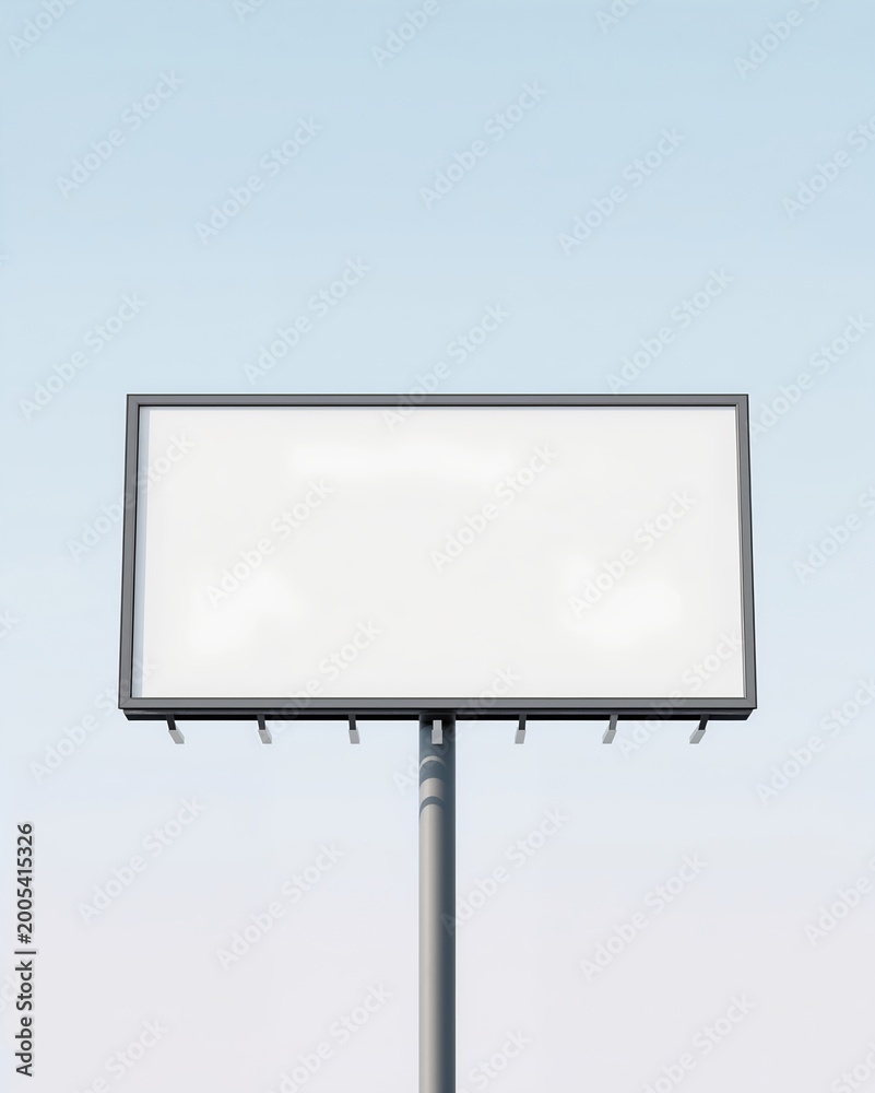 Fototapeta premium A blank billboard standing tall against a clear, blue sky, ready for advertisements