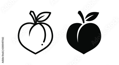 Obraz na plátně Delicious ripe peach fruit icon vector illustration representing healthy organic