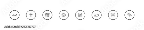 Photography outline animals icons set - jaguar, puffer, panda